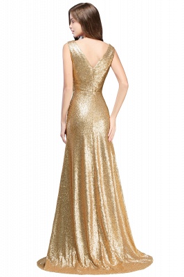 ELSA | A-line Sleeveless Floor-length V-neck Sequins Prom Dresses_7