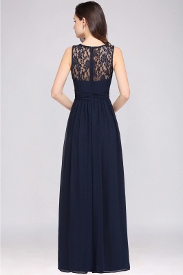 CHELSEA | Sheath Round neck Floor-length Navy Blue Prom Dress_12