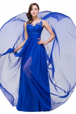 EMILIA | A-line Scoop-Neck Floor-length Sleeveless Chiffon Prom Dresses with Appliques_5