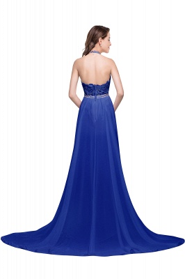 ADELE | A-line Halter Chiffon Evening Dress with Lace_10