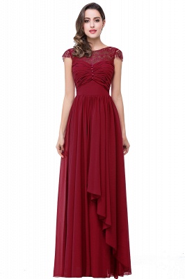 ELLEN | A-line Short Sleeves Chiffon Bridesmaid Dresses with Ribbon Bow_1