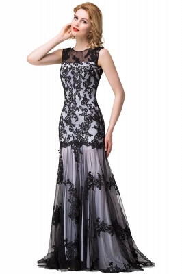 DANIELA | Scoop Neck Mermaid Black lace Applique Evening Prom dresses_10