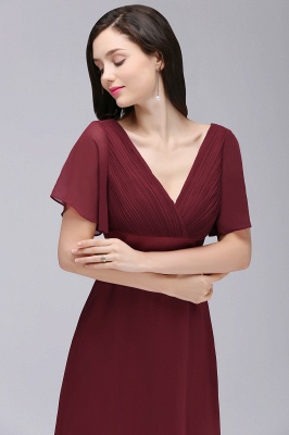 COLETTE | A-line Floor-length Chiffon Burgundy Prom Dress with Soft Pleats_12