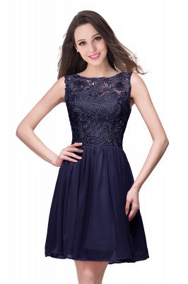 ELIANA | A-line Short Sleeveless Bateau Chiffon Ruffles Lace Top Prom Dresses_5