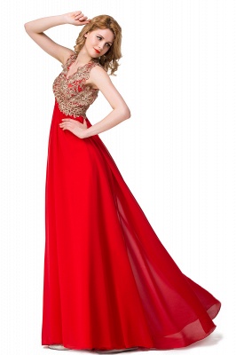 ESME | A-Line Floor-Length Sleeveless V-Neck Lace Appliques Prom Dresses_7