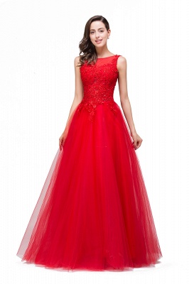 FIONA | A-Line Sleeveless Floor-Length Appliques Tulle Prom Dresses_4