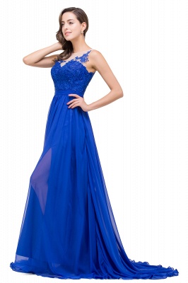 EMILIA | A-line Scoop-Neck Floor-length Sleeveless Chiffon Prom Dresses with Appliques_6