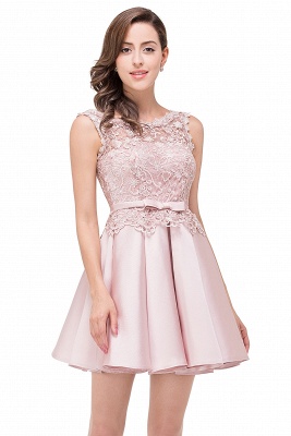 ADELAIDE | A-line Knee-length Satin Homecoming Dress with Lace_7
