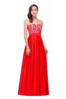 Lange trägerlose rote Chiffon A Line Abendkleider Abendkleid_6