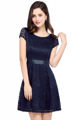 ARMANI | A-line Scoop Black Lace  Homecoming Dress with Sash_5