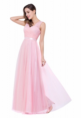 ELLIOT | A-line Sleeveless V-neck Floor-length Tulle Bridesmaid Dresses_11