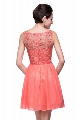 Lace Top Bateau Chiffon Rüschen Ärmellos Kurze Ballkleider_11