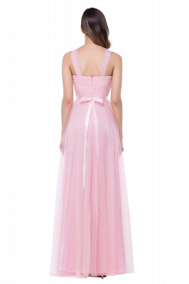 ELLIOTT | Sheath Floor-length Pink Tulle Bridesmaid Dresses with Ribbon Sash_3