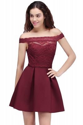 Off-the-Shoulder Burgundy Lace A-Line Short Homecoming Dresses_1