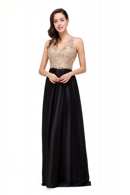 EMMALINE | A-Line Floor-Length V-neck Appliques Prom Dresses_9
