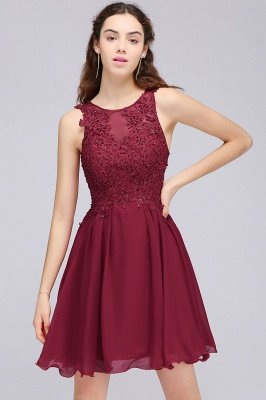 CARLEE | A-line Jewel Short Chiffon Burgundy Homecoming Dresses with Lace Appliques_12