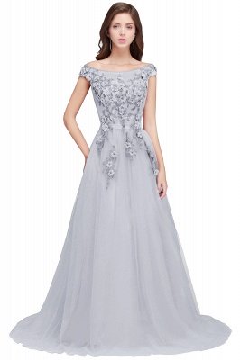 EMBER | A-line Off-shoulder Floor-length Tulle Appliques Prom Dresses_5