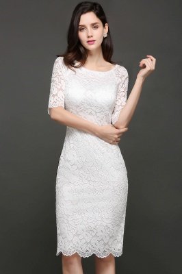 CLAIRE | Column Scoop Neck Knee-length Lace Prom Dress_9