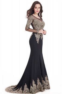 Crystal | Sexy Mermaid Lace Appliques Long Sleeves Prom Dresses with Beadings_13