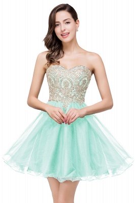 Gabriela | A Line Lace Appliques Sweetheart Short Prom Dresses_4