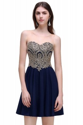 CAITLIN | A-line Short Chiffon Black Homecoming Dresses with Appliques_1