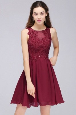 CARLEE | A-line Jewel Short Chiffon Burgundy Homecoming Dresses with Lace Appliques_9
