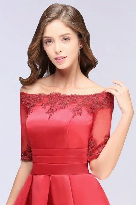 ELSIE | A-line Off-shoulder Half Sleeves Short Lace Appliques Prom Dresses_8