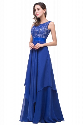 ADDISON | A-line Floor-length Chiffon Evening Dress with Lace_7