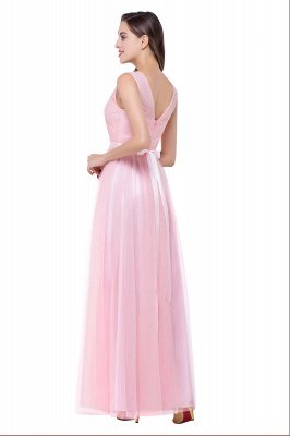 ELLIOT | A-line Sleeveless V-neck Floor-length Tulle Bridesmaid Dresses_8