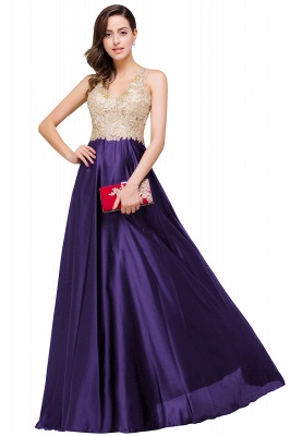 EMMALINE | A-Line Floor-Length V-neck Appliques Prom Dresses_3