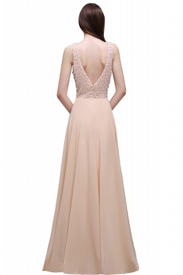 ALANA | Sheath Sheer Chiffon Long Evening Dresses With Pearls_1