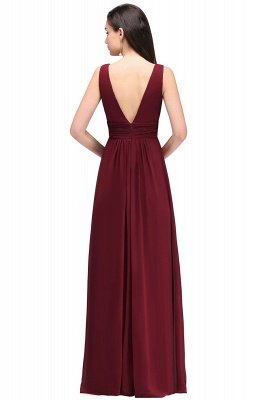 ALEXA | Sheath V Neck Burgundy Chiffon Long Evening Dresses_6