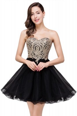 Gabriela | A Line Lace Appliques Sweetheart Short Prom Dresses_5