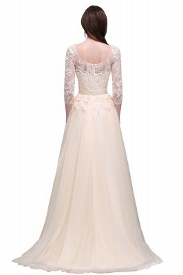 AUBREY | A-line Scoop Champagne Prom Dress With Sleeve_6