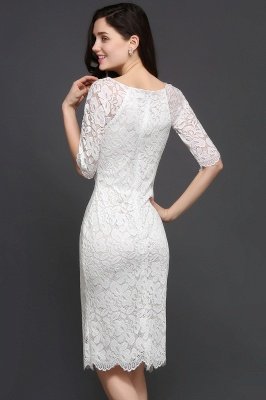 CLAIRE | Column Scoop Neck Knee-length Lace Prom Dress_7