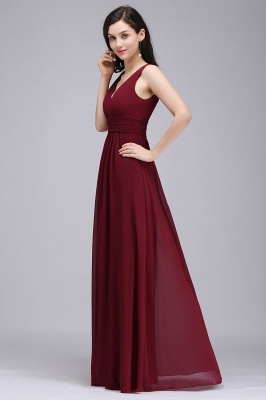 ALEXA | Sheath V Neck Burgundy Chiffon Long Evening Dresses_4