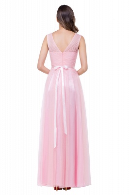 ELLIOT | A-line Sleeveless V-neck Floor-length Tulle Bridesmaid Dresses_5