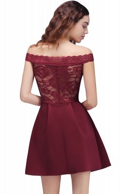 Off-the-Shoulder Burgundy Lace A-Line Short Homecoming Dresses_3