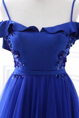 CHANEL | Ball Gown Off-the-shoulder Floor-length Blue Tulle Prom Dress_9