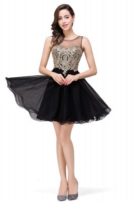 ESTRELLA | A-line Crew Short Sleeveless Appliques Prom Dress_12