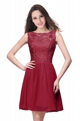 ELIANA | A-line Short Sleeveless Bateau Chiffon Ruffles Lace Top Prom Dresses_2