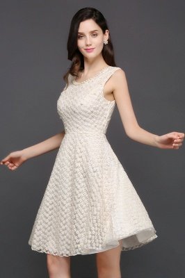 CHRISTINE | Princess Scoop neck Knee-length Lace Sexy Prom Dress_4
