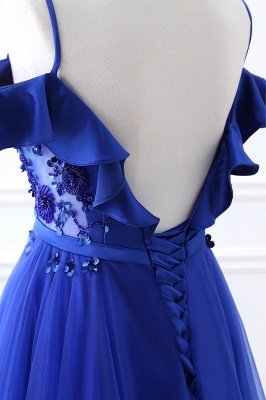 CHANEL | Ball Gown Off-the-shoulder Floor-length Blue Tulle Prom Dress_7