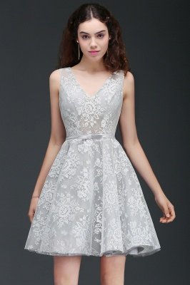 ALEAH | A Line Strtaps Lace Cocktail Homecoming Dresses With Sash_4