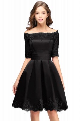 ELSIE | A-line Off-shoulder Half Sleeves Short Lace Appliques Prom Dresses_5