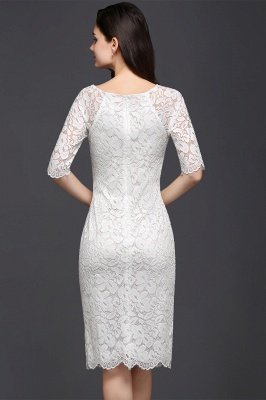 CLAIRE | Column Scoop Neck Knee-length Lace Prom Dress_5