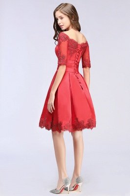 ELSIE | A-line Off-shoulder Half Sleeves Short Lace Appliques Prom Dresses_7