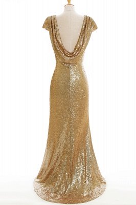 Women Sparkly Rose Gold Long Sequins Bridesmaid Dresses Prom/Evening Gowns_9