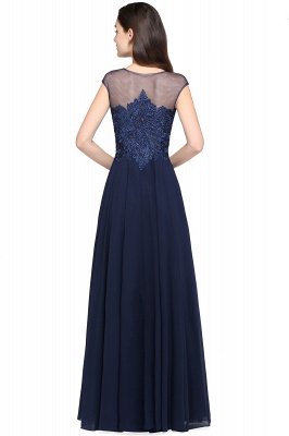 AVALYN | A-line Scoop Navy Chiffon Prom Dress With Appliques_3
