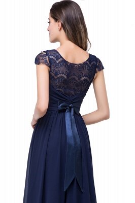 ELLEN | A-line Short Sleeves Chiffon Bridesmaid Dresses with Ribbon Bow_13